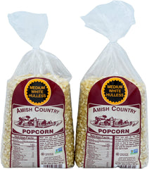 Amish Country Popcorn two 2-lb bags ready for popping and sharing.