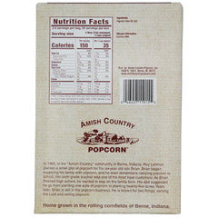 Amish Country Popcorn lite natural white hulless kernels in a ready-to-pop bag.