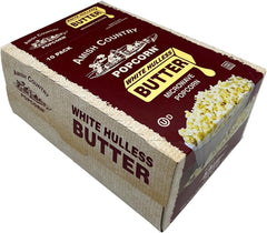 Amish Country Popcorn medium white butter packaging ready for quick snacking.