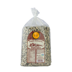 Amish Country Popcorn Midnight Blue kernels in a bag, ready for fresh popping at home.