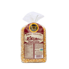 Amish Country Popcorn mushroom kernels in a 2-lb bag, ready to pop.