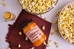 Amish Country Popcorn non-GMO gluten-free label for conscious snacking.