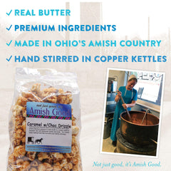 Amish Good popcorn with real butter and coconut oil, rich flavor