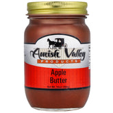 AMISH VALLEY Apple Butter in a glass jar offers rich, homemade flavor for toast and baking.
