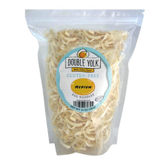 Amish Wedding gluten free noodles bag front view with double yolk eggs.