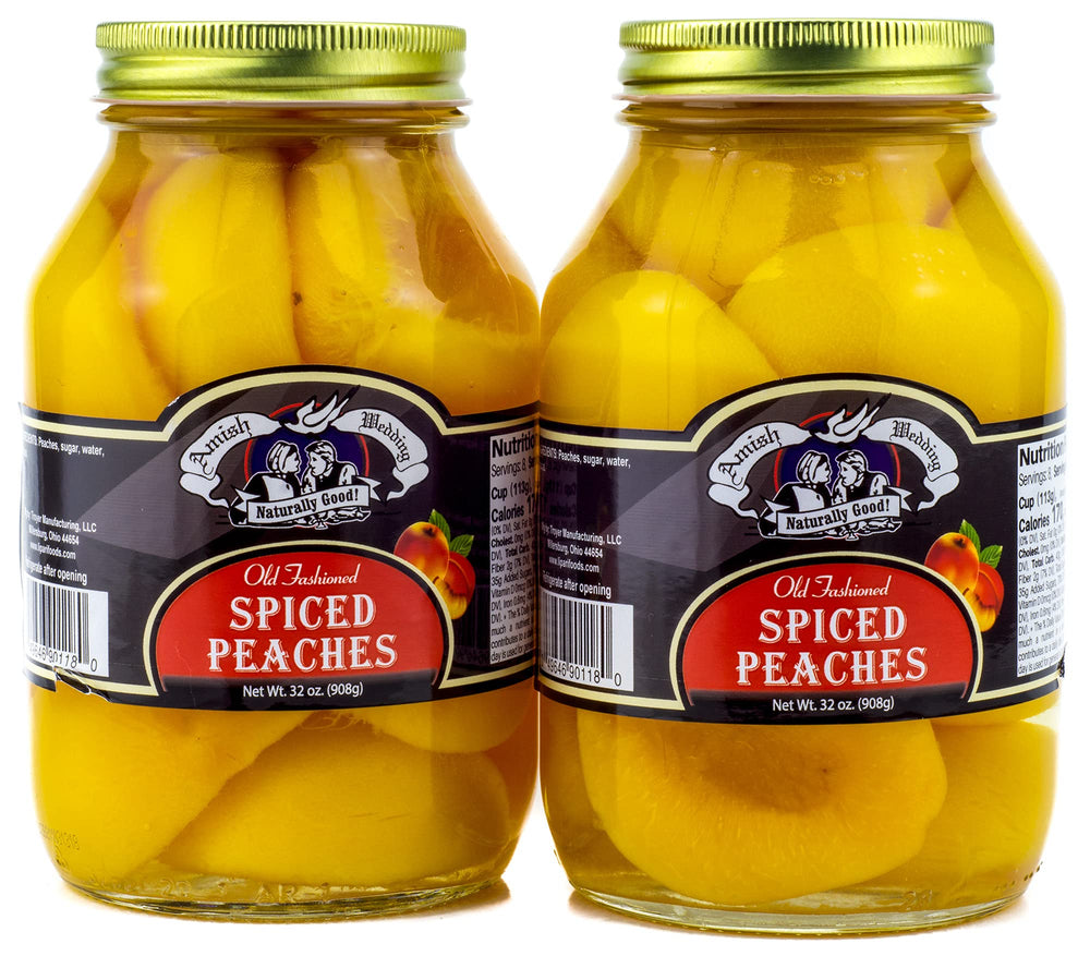 Amish Wedding old-fashioned spiced peach halves in 32oz jars for sharing