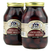 Amish Wedding pickled baby beets in 32oz two-pack jars, ideal for salad toppings