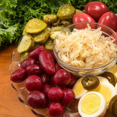 Amish Wedding Pickled Baby Beets label visible signaling local Ohio-made quality.