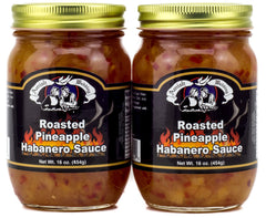 Amish Wedding Roasted Pineapple Habanero Sauce label showcases bold flavor.