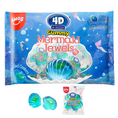 AMOS 4D Mermaid Seashell Gummies box blue raspberry, ideal for Easter baskets