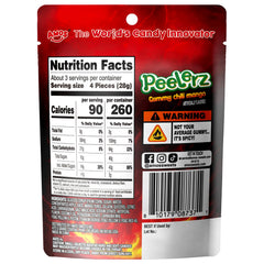 A box of AMOS Peelerz chili mango gummies packaging design