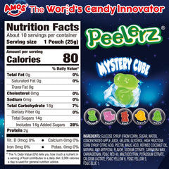 AMOS Peelerz Mystery Cube Gummies with hidden center offering a satisfying reveal