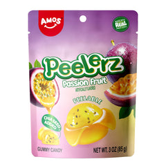 AMOS Peelerz passion fruit pack front view, ready-to-eat tropical snack.