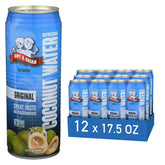 Amy & Brian Original Coconut Water bottle highlighting natural hydration from young coconuts.