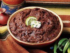 Amy's microwave-ready refried beans in bowl; quick heat for meals.