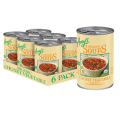Amy's Organic Chunky Vegetable Soup six-pack cans for quick dinners