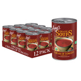Amy's Organic Cream of Tomato soup can front shows brand identity and ready-to-heat convenience.