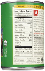 Amy's Organic Vegetarian Baked Beans served in a bowl, ready-to-heat comfort for busy weeknights