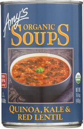 Amy's Quinoa Kale Red Lentil Soup can, ready-to-heat meal for busy days.