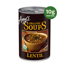 Amy's Soup Chunky Vegetable can-front view highlighting hearty veggie goodness.