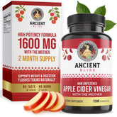 Ancient Bliss apple cider vinegar capsules bottle with The Mother, supporting digestive comfort.