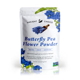 Ancient Choice butterfly pea flower powder in a 4oz jar for natural drink color.