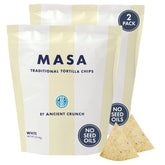 Ancient Crunch MASA chips close-up of white corn texture for a satisfying snack
