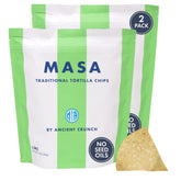 Ancient Crunch MASA Lime Chips pack—zesty lime flavor for dipping and snacking.