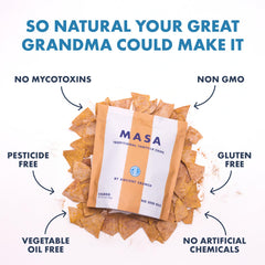 Ancient Crunch MASA chips with guacamole for dipping and flavor contrast.