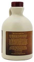 Anderson's Maple Syrup Dark 32oz bottle on kitchen counter ready for topping