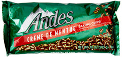 Andes Creme de Menthe Baking Chips pack showing mint chocolate flavor for baking.