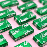 Andes Creme de Menthe bulk package showing a resealable bag for easy storage