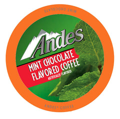 Andes Mints coffee pods packaging highlights premium flavor and convenient brewing.