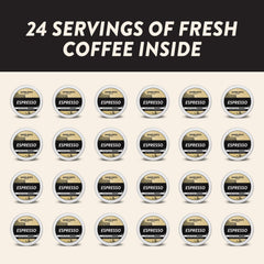 Angelino's Coffee espresso pods Keurig-compatible for convenient single-serve mornings.