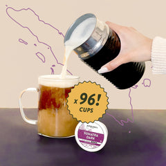 Angelino's Coffee Keurig 2.0 compatibility badge on packaging