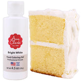 Ann Clark Bright White gel bottle pour for precise decorating on frosting.