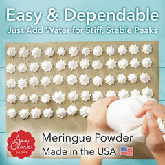 Ann Clark Meringue Powder used for royal icing with smooth, glossy frostings.