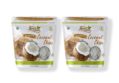 Anna and Sarah coconut chips packaging on shelf shows USDA Organic verification.