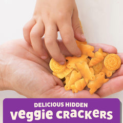 Annie's Cheesy Cheddar Crackers offer a crunchy bite with visible vegetables for kids.