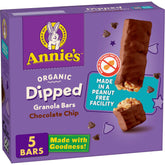 Annie's Chocolate Dipped Granola Bars pack shot, convenient snack for on-the-go.