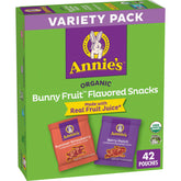 Annie's Organic Bunny Fruit Snacks box front, a convenient kid-friendly snack.
