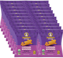 Annie's Organic Cheddar Bunny Crackers 20-pack on the shelf, ready for snacking