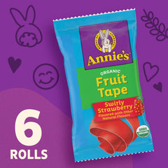 Annie's fruit tape pack displayed on a kitchen counter for quick snacks.