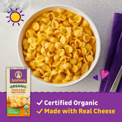 Annie's Organic Shells served on a plate, family-friendly comfort food.