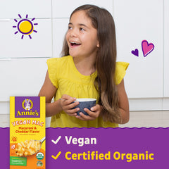 Annie's vegan pasta ingredients depict organic, wholesome plant-based components