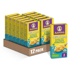 Annie’s Vegan Mac box with rice pasta and cheddar, a convenient plant-based dinner option