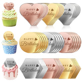 Ansee heart gold mirror acrylic topper enhances festive birthday cake
