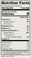 Close-up of Anthony's Organic Oat Fiber ingredients with organic certification.