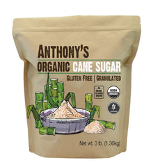 Anthony's Organic Cane Sugar 3 lb bag, ideal for baking