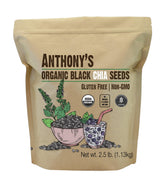 Anthony's Organic Chia Seeds bag closeup showing premium gluten-free freshness.